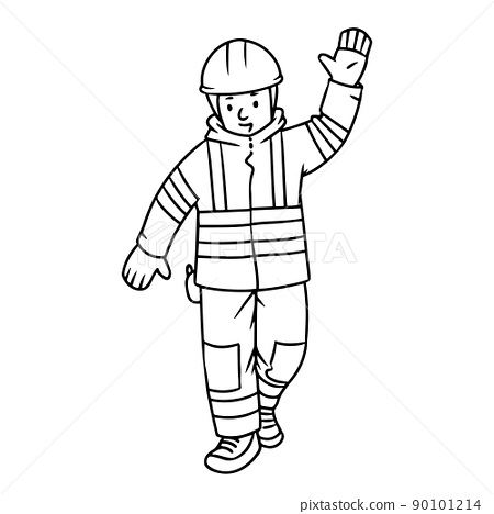 Lifeguard or rescuer waving by hand coloring book