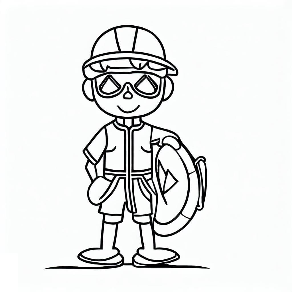 Cute little lifeguard coloring page