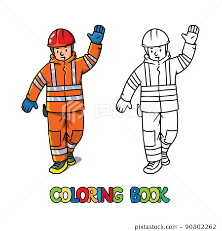 Lifeguard or rescuer waving by hand coloring book