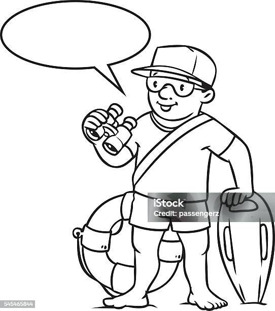 Funny lifeguard coloring book stock illustration