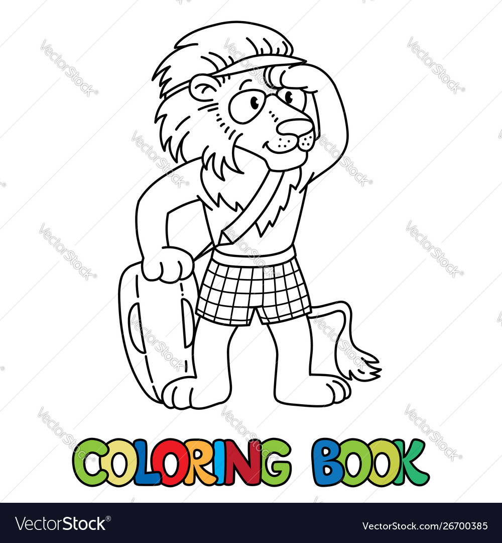 Lion lifeguard abc coloring book alphabet l vector image