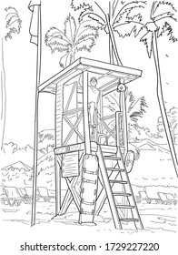 Lifeguard tower over royalty