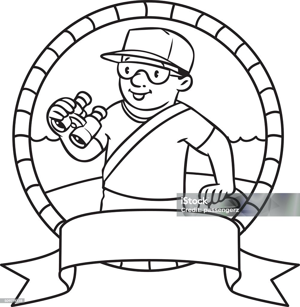 Funny lifeguard coloring book emblem stock illustration