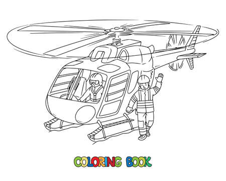 Rescue helicopter and and lifeguard coloring book