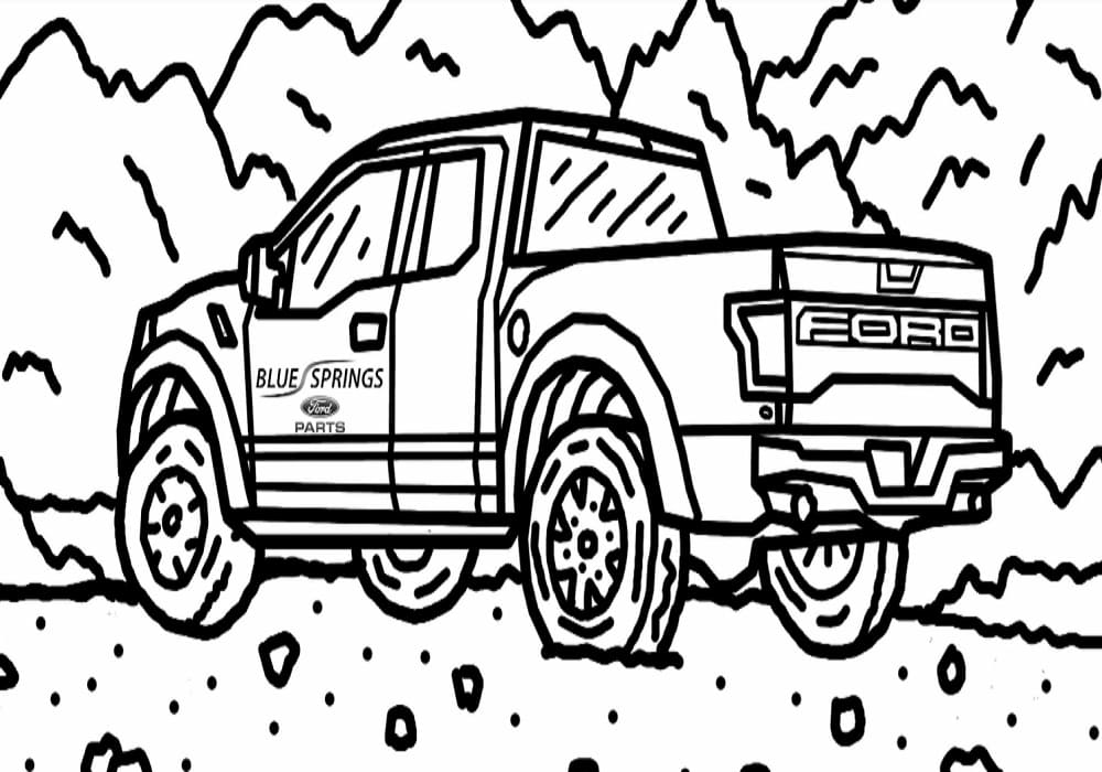 Ford raptor pickup truck coloring page