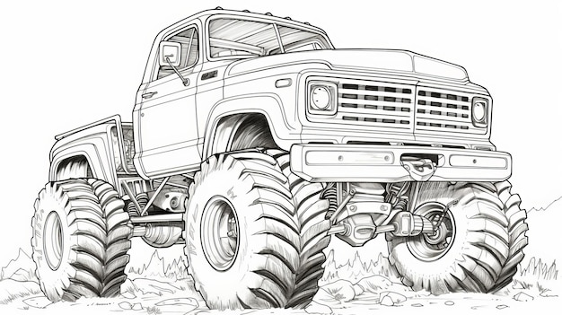 Premium ai image chevy monster truck coloring pages hyperrealistic animal illus