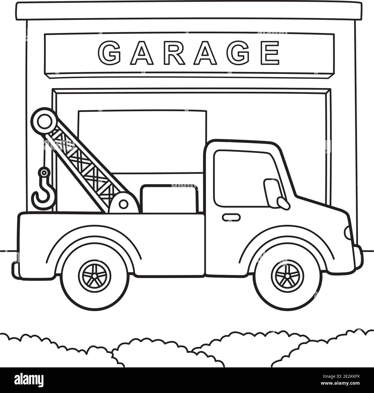 Tow truck coloring page stock vector image art