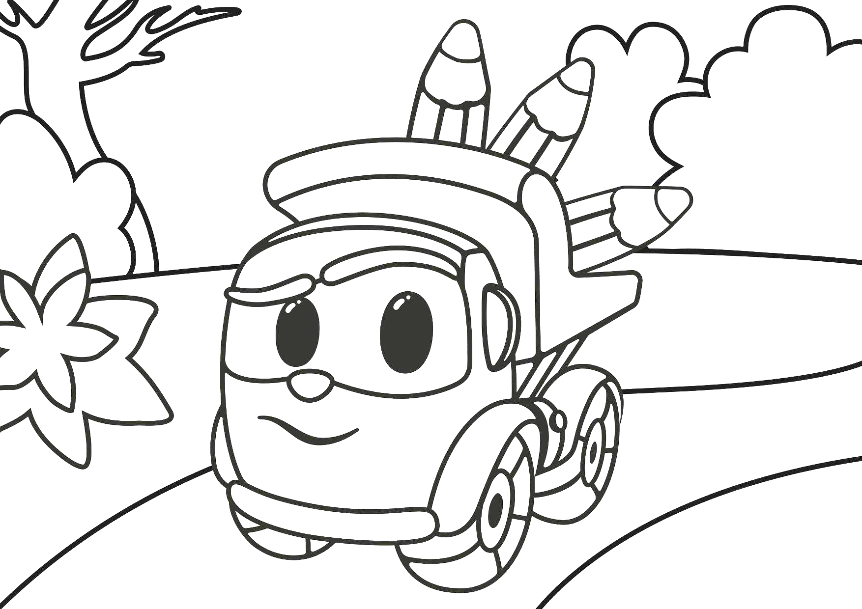 Leo the truck coloring page color leo lifty and scoop