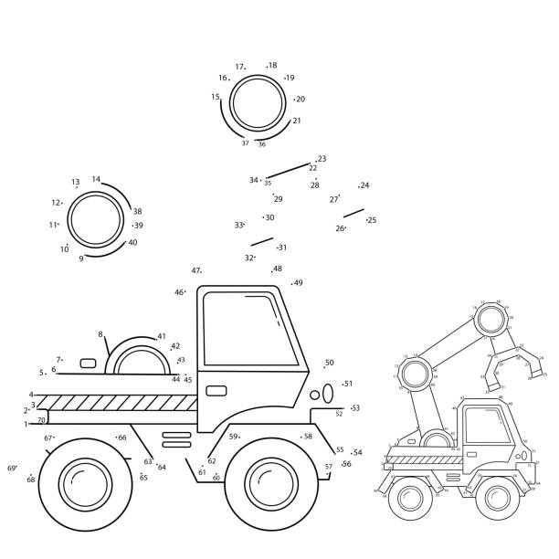 Puzzle game for kids numbers game loader or lift truck construction vehicles coloring book for kids stock illustration