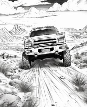 Monster truck coloring book pages for kids adults