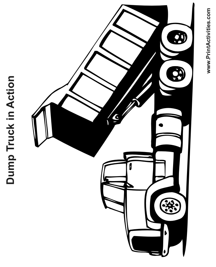 Dump truck coloring page back lifted