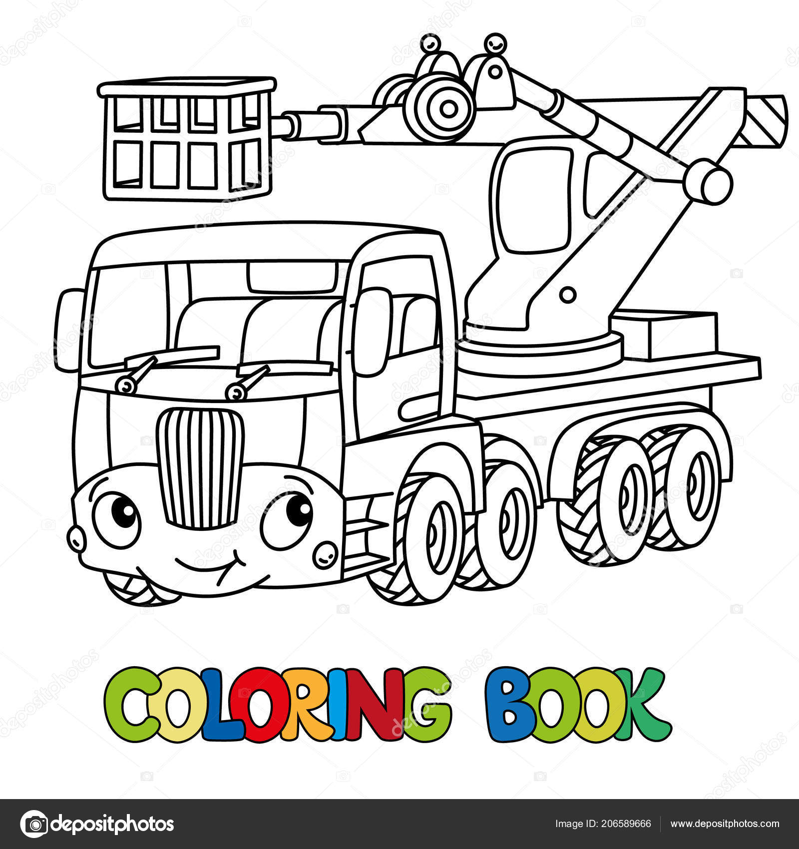 Funny telescopic boom lift car coloring book stock vector by passengerz