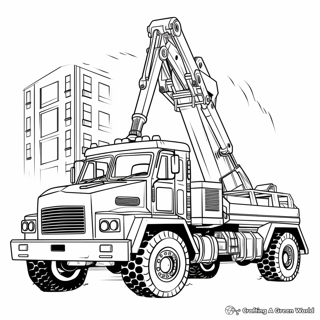 Crane truck coloring pages