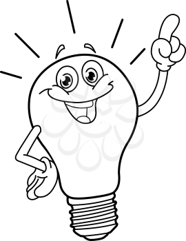 Outlined cartoon light bulb vector illustration coloring page school edition