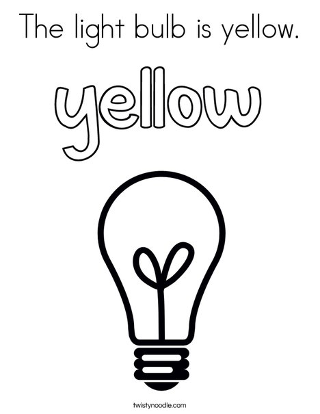 The light bulb is yellow coloring page