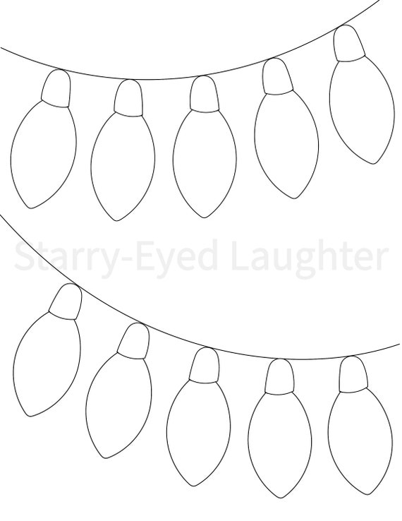 Christmas lights coloring page printable pdf digital download