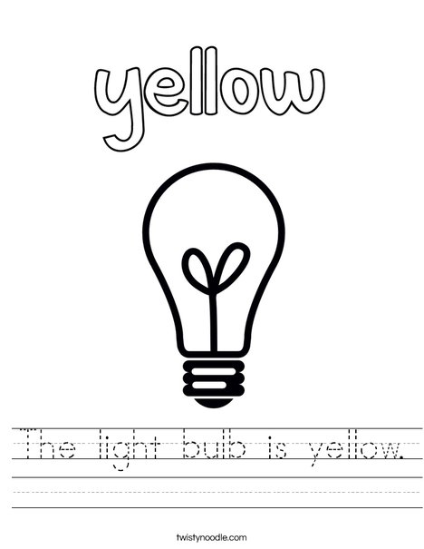 The light bulb is yellow worksheet