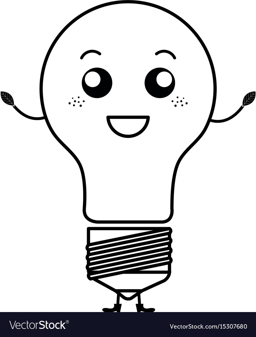 Bulb light kawaii character royalty free vector image