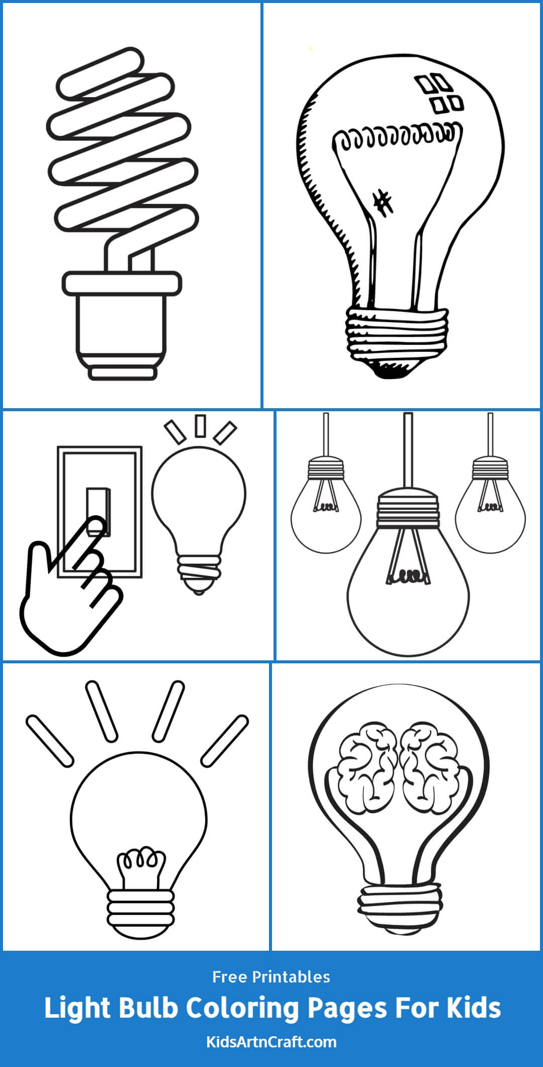 Light bulb coloring pages for kids