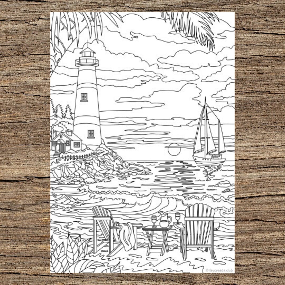 Lighthouse printable adult coloring page from favoreads coloring book pages for adults and kids coloring sheets coloring designs download now