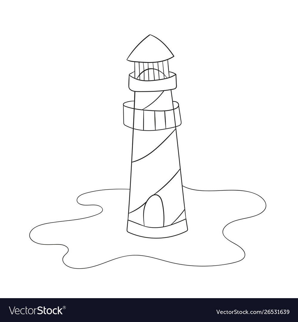 Coloring page for kids cartoon lighthouse vector image