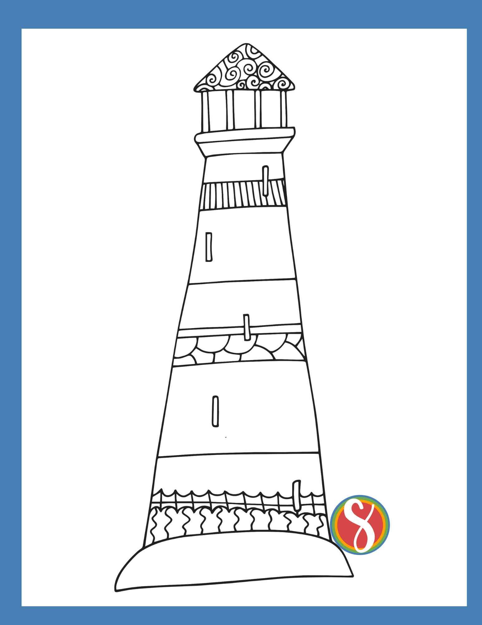 Free lighthouse coloring pages â stevie doodles