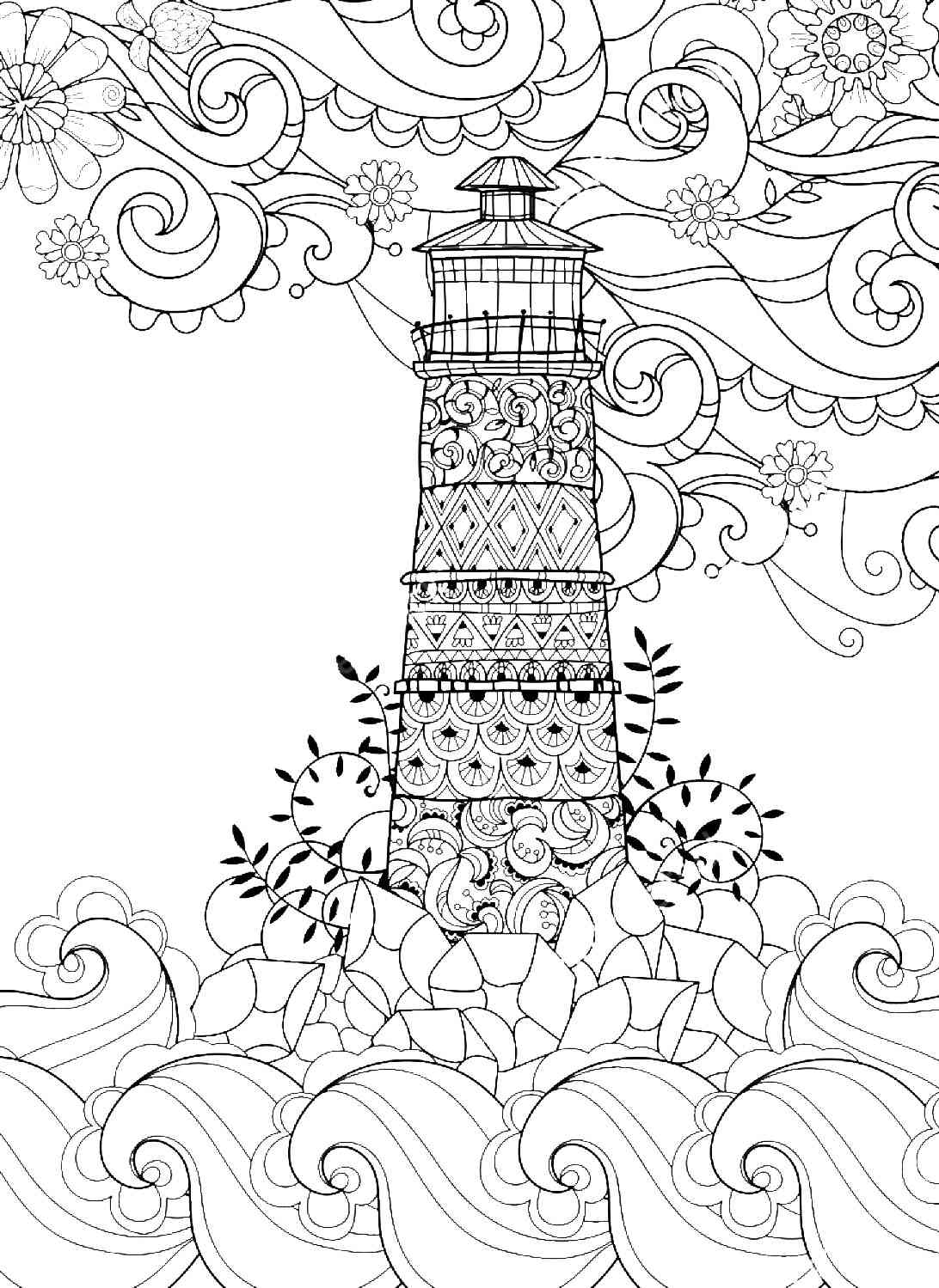 Lighthouse coloring pages for adults