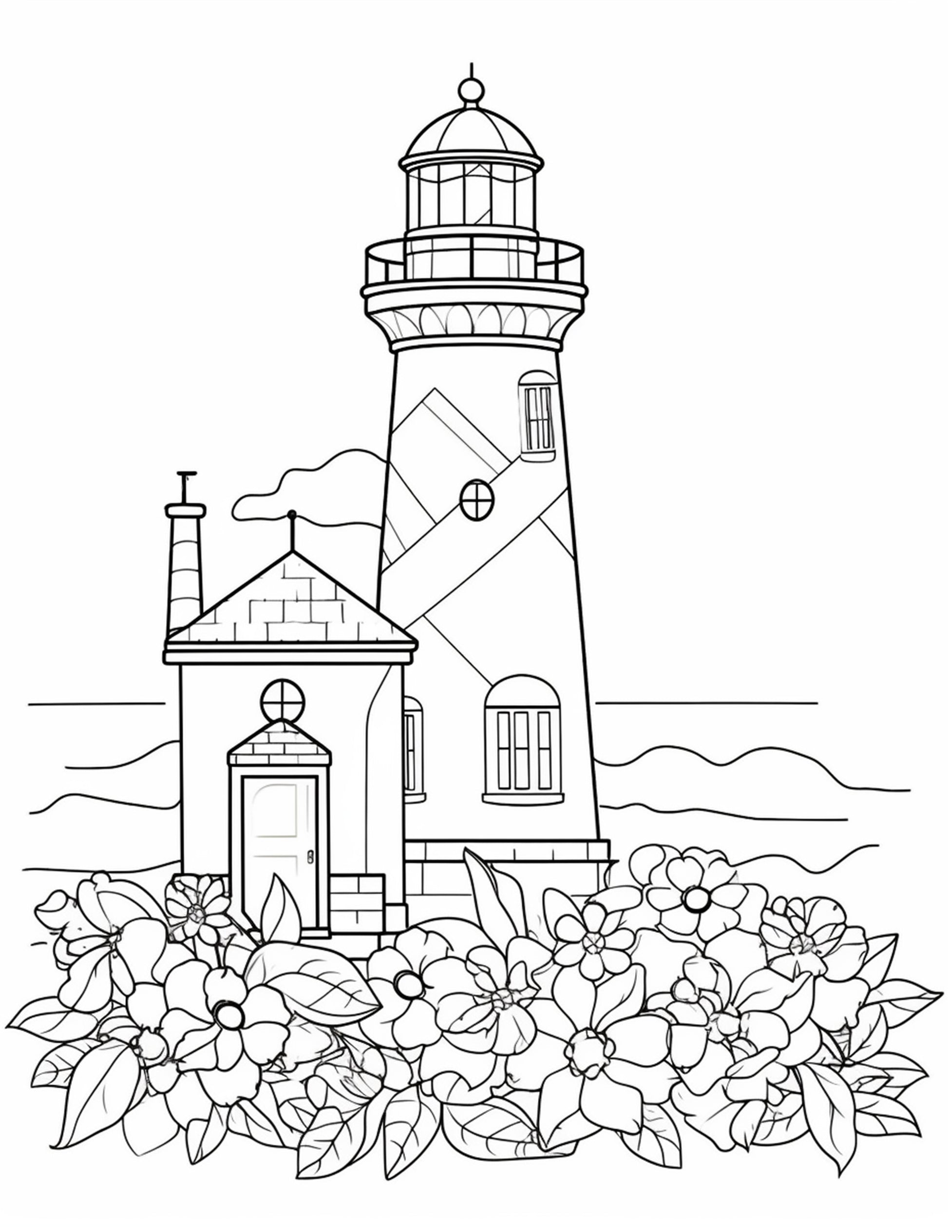 Printable lighthouse scene coloring pages for adults printable pd â coloring