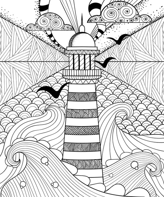 Lighthouse with waves coloring page decal â