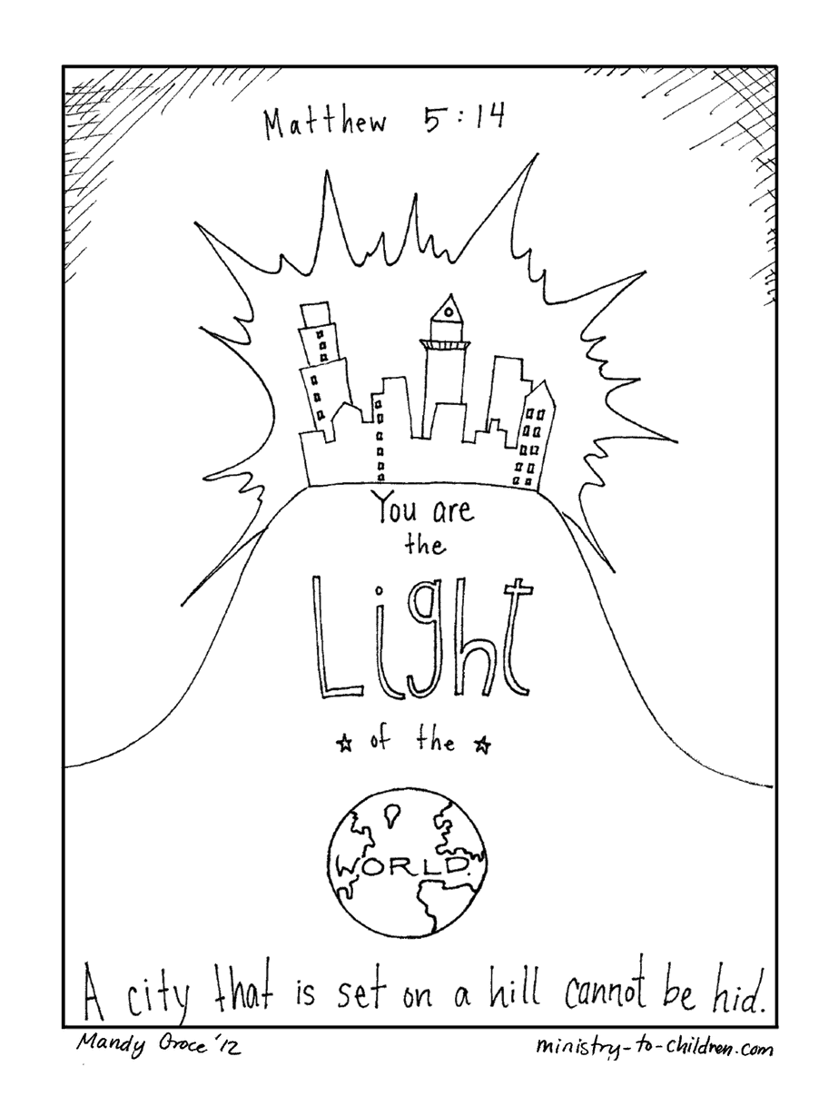 Matt coloring page light the world city on a hill