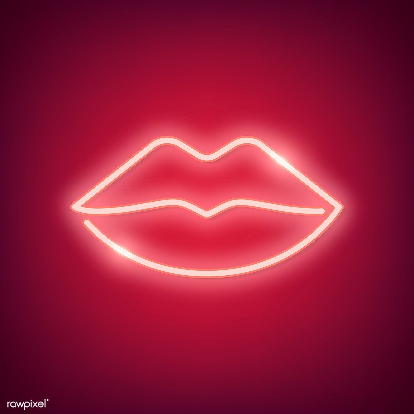 Neon light kiss sign on red background free image by rawpixel ningzk v red background vector free neon