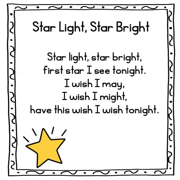 Pocket chart poem star light star bright nursery rhyme made by teachers