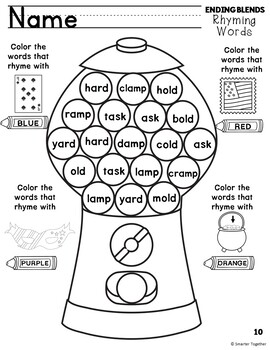 Rhyming words coloring activities by smarter together tpt