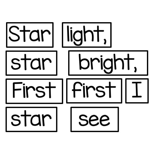 Pocket chart poem star light star bright nursery rhyme made by teachers