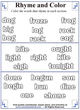 Rhyming word coloring