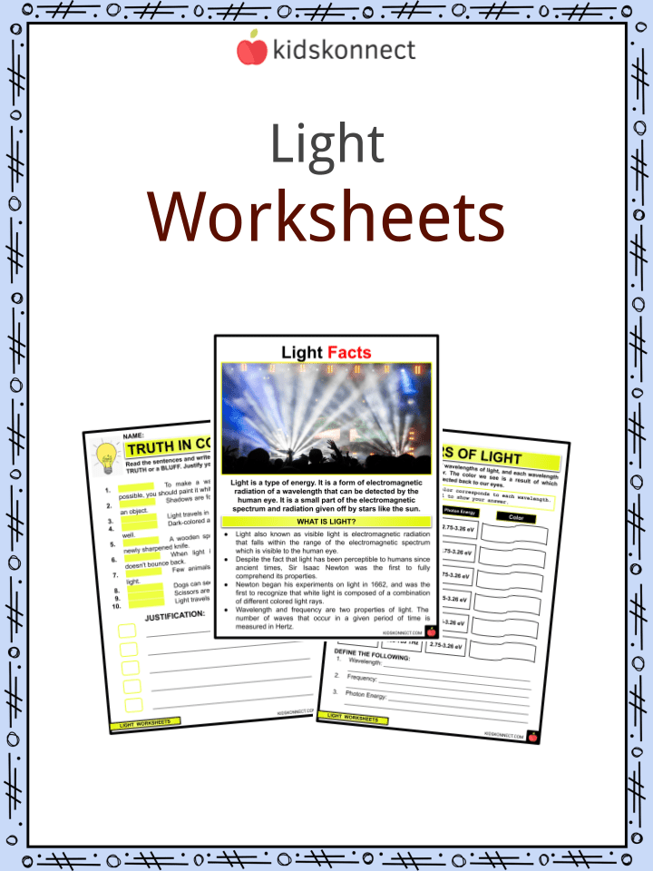 Light facts worksheets for kids theories speed of light