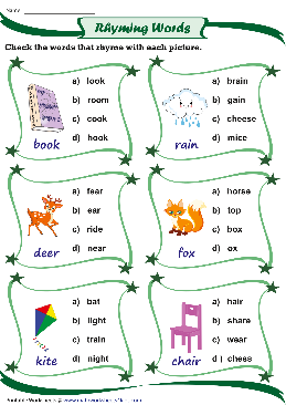 Words that rhyme worksheets â â