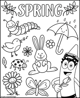 Spring free coloring pages