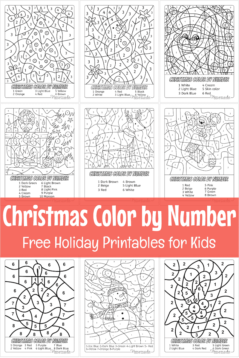 Free christmas color by number printables