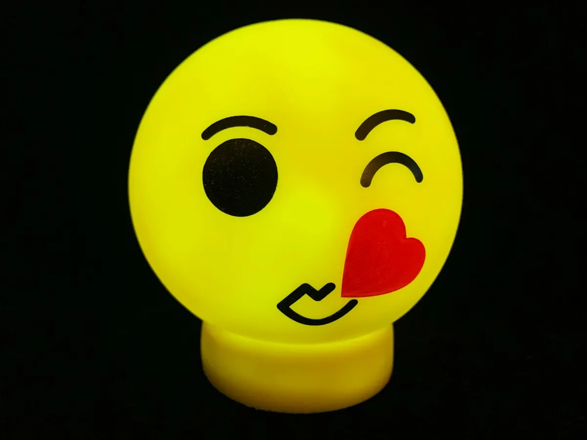 Emoji big kiss color changing light cool to touch pre