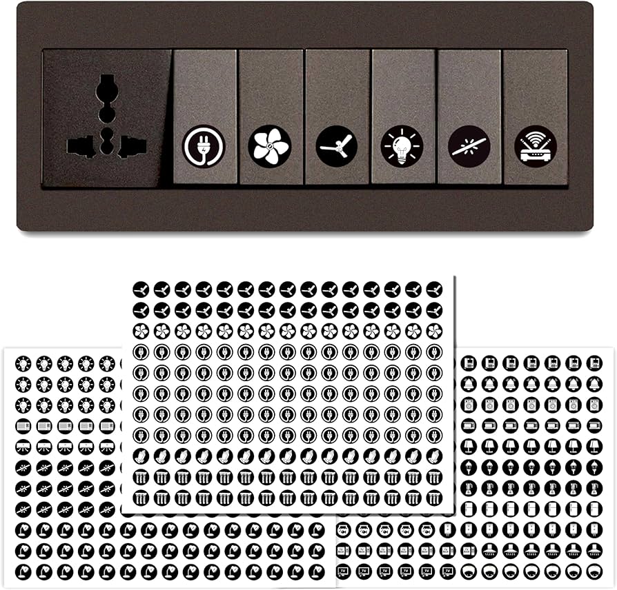 Rousrie switch id sticker vyl labels for home office electric board appliances switch sticker lables for black switchboard designs stickers office products