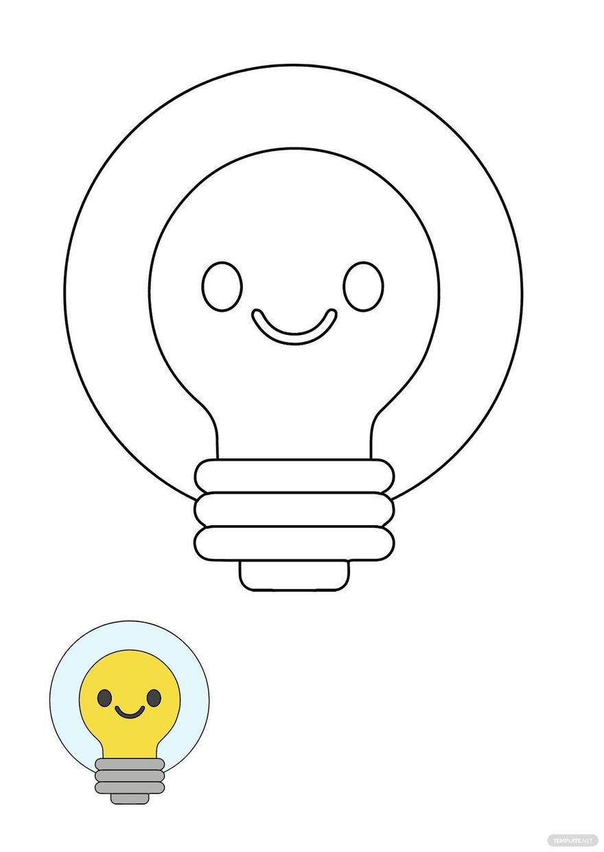 Free light bulb smiley coloring page