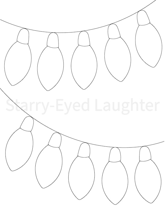 Christmas lights coloring page printable pdf digital download