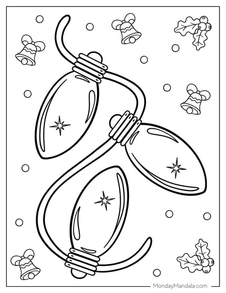 Christmas lights coloring pages free pdf printables