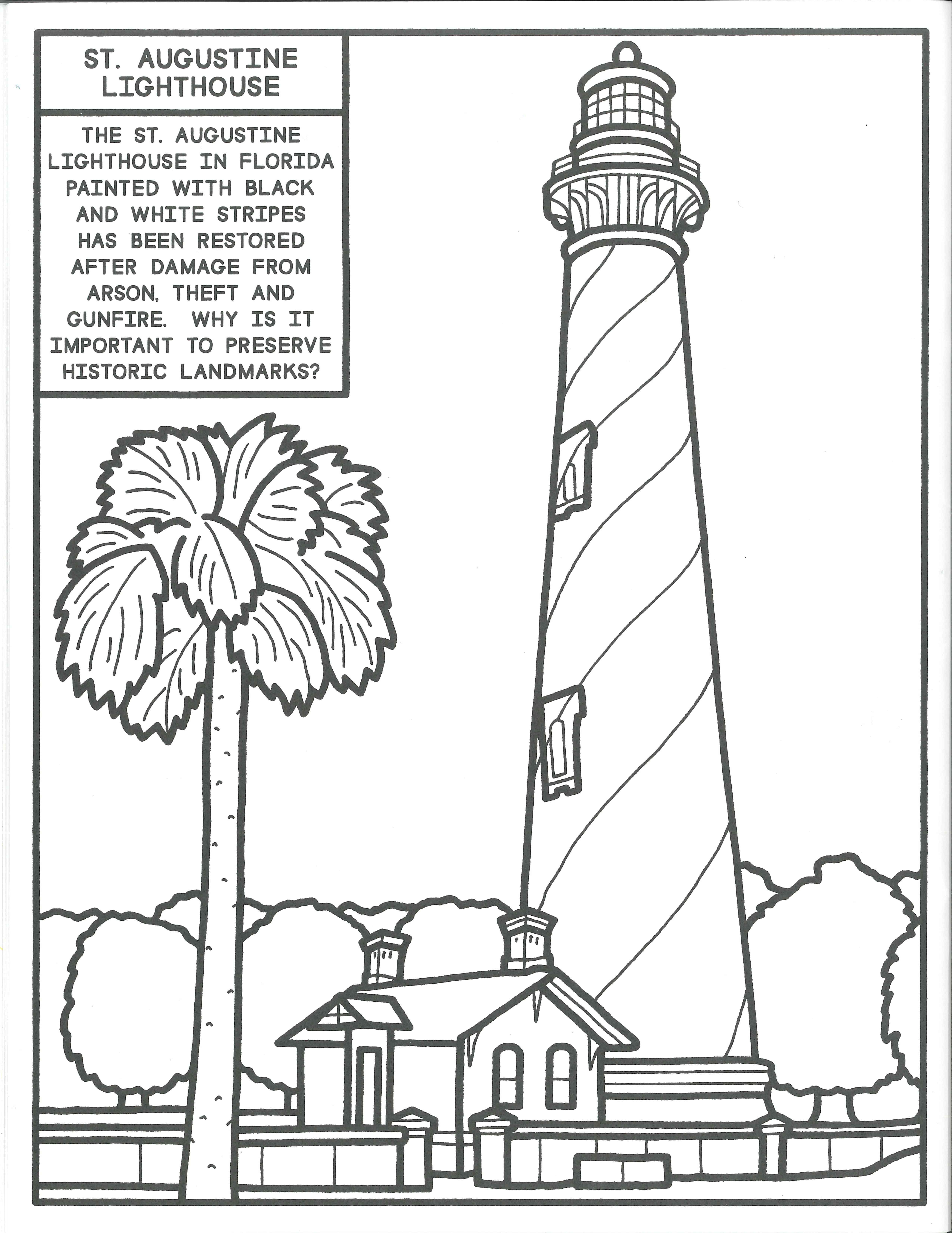 St augustine lighthouse coloring sheets