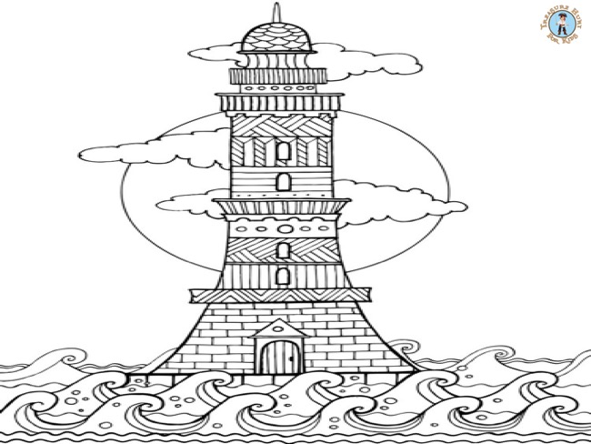 Lighthouse detailed coloring page