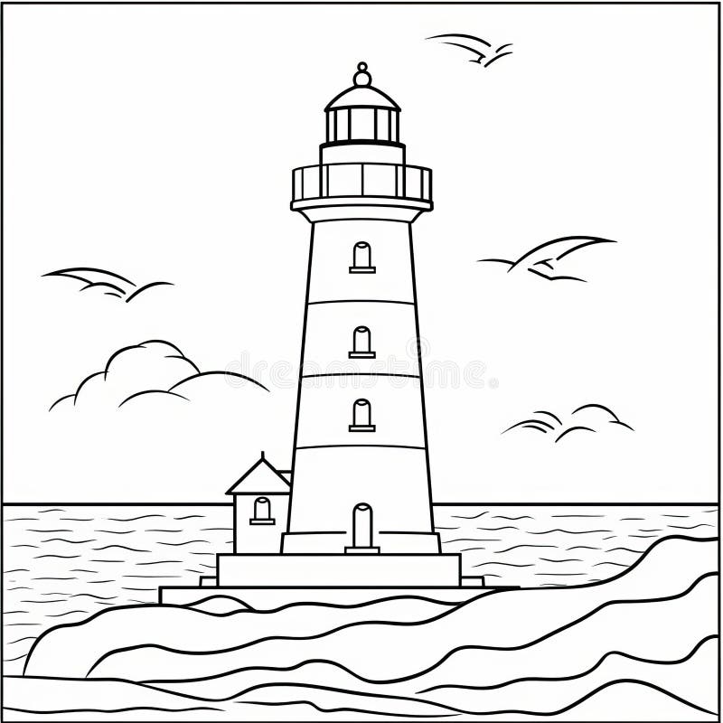 Lighthouse coloring page stock illustrations â lighthouse coloring page stock illustrations vectors clipart