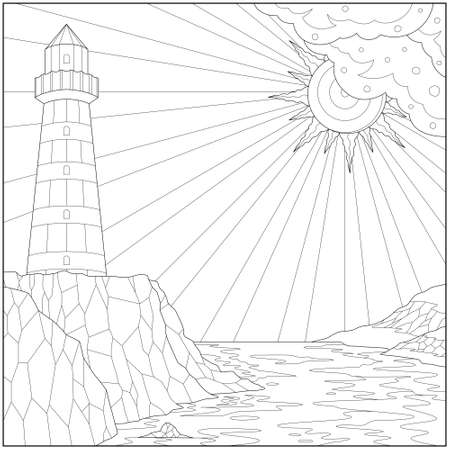 Lighthouse coloring page stock illustrations cliparts and royalty free lighthouse coloring page vectors