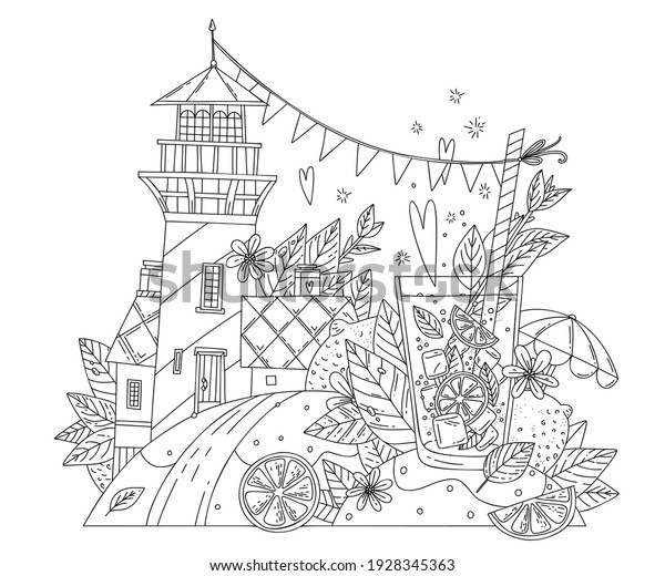 Summer days lighthouse coloring pages lighthouse stock vector royalty free