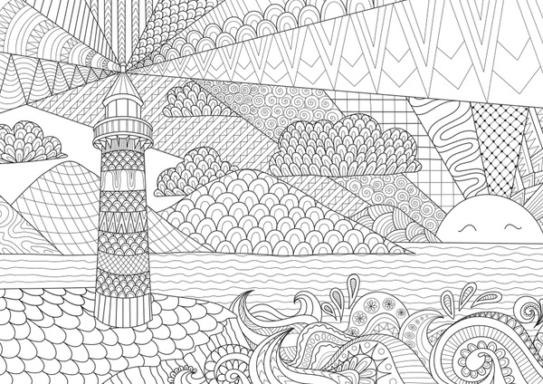 Thousand colouring book lighthouse royalty